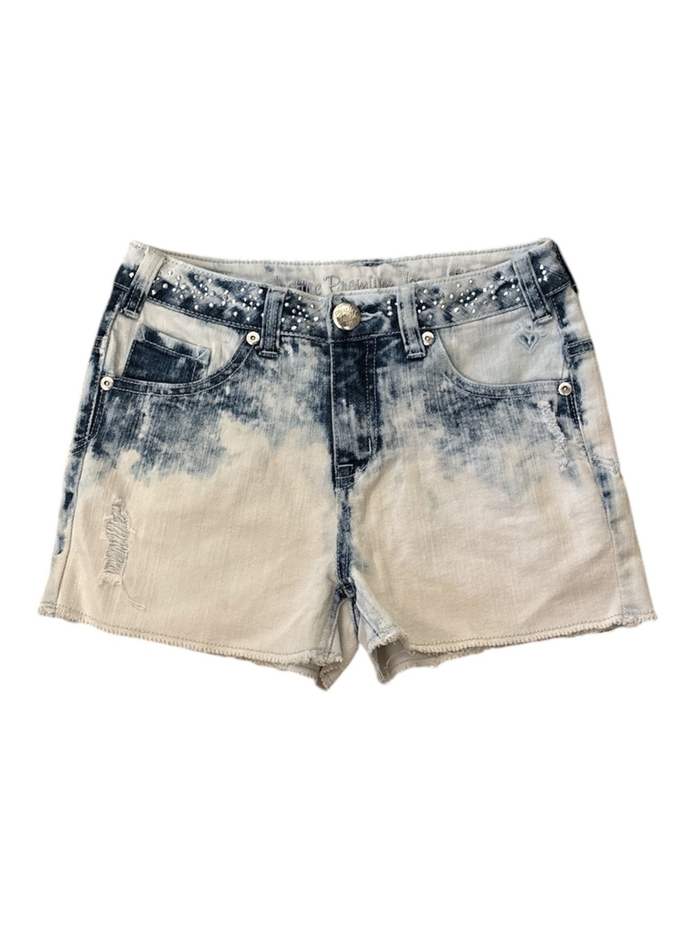 Girls Justice Bleach-Effect Denim Jean Shorts with Studs 10R